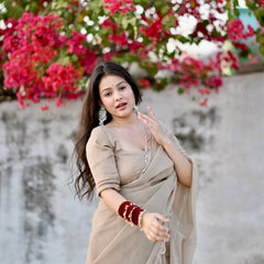Ivory Muse Chiffon Saree