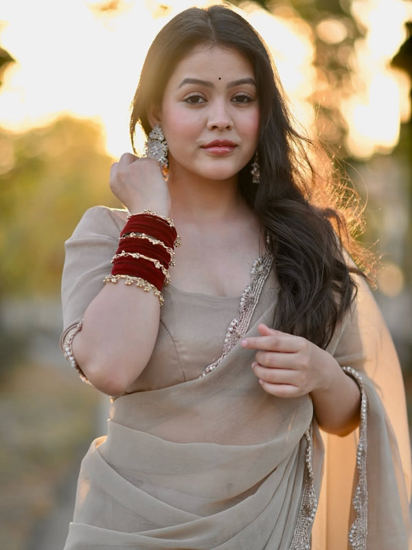 Ivory Muse Chiffon Saree