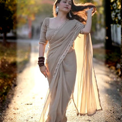 Ivory Muse Chiffon Saree