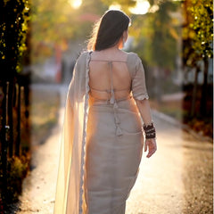 Ivory Muse Chiffon Saree