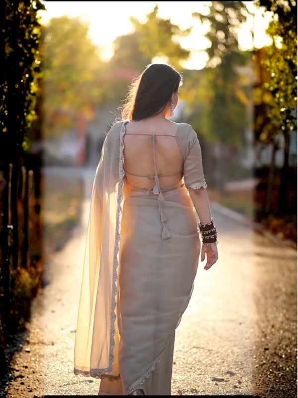 Ivory Muse Chiffon Saree
