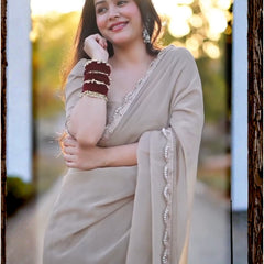 Ivory Muse Chiffon Saree