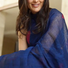 Aurelia Navy Linen Silk Saree