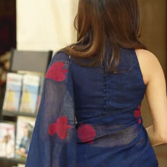 Aurelia Navy Linen Silk Saree