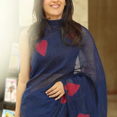 Aurelia Navy Linen Silk Saree