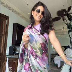 Dreamy Floral Essence - Pure Viscose Chiffon Saree