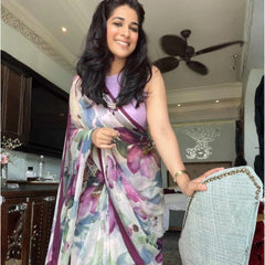 Dreamy Floral Essence - Pure Viscose Chiffon Saree