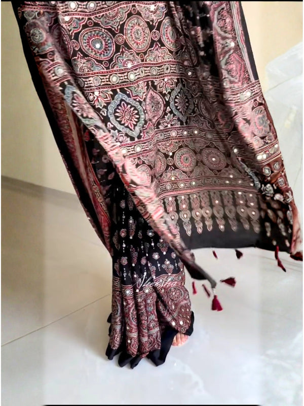 Rangrez Signature Ajrakh Saree