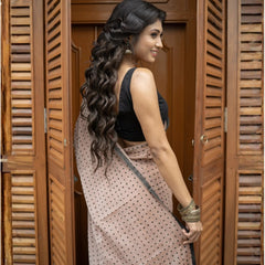 Mocha Polka Grace – Premium Mulmul Cotton Saree