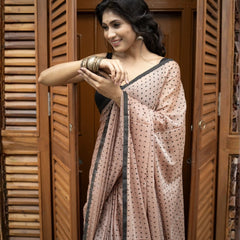 Mocha Polka Grace – Premium Mulmul Cotton Saree