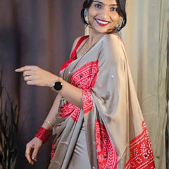 Ruby Mirror Royale – Soft Gaji Silk Bandhani