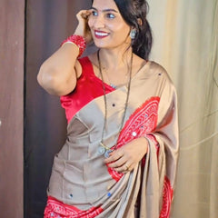 Ruby Mirror Royale – Soft Gaji Silk Bandhani
