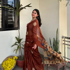 Rust Heritage Bloom – Premium Chanderi Cotton