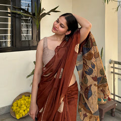 Rust Heritage Bloom – Premium Chanderi Cotton