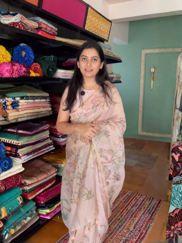 Blush Pink Bloom Saree