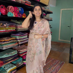 Blush Pink Bloom Saree
