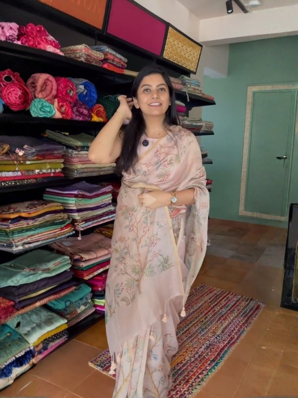 Blush Pink Bloom Saree