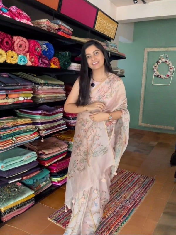 Blush Pink Bloom Saree