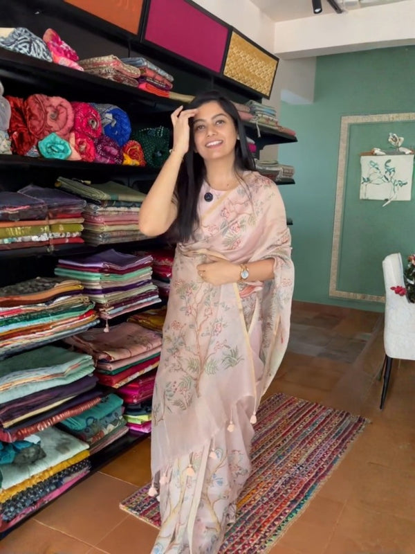 Blush Pink Bloom Saree