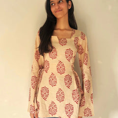Aarvya Rust Bloom Short Kurti
