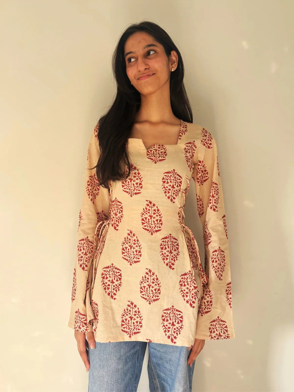 Aarvya Rust Bloom Short Kurti