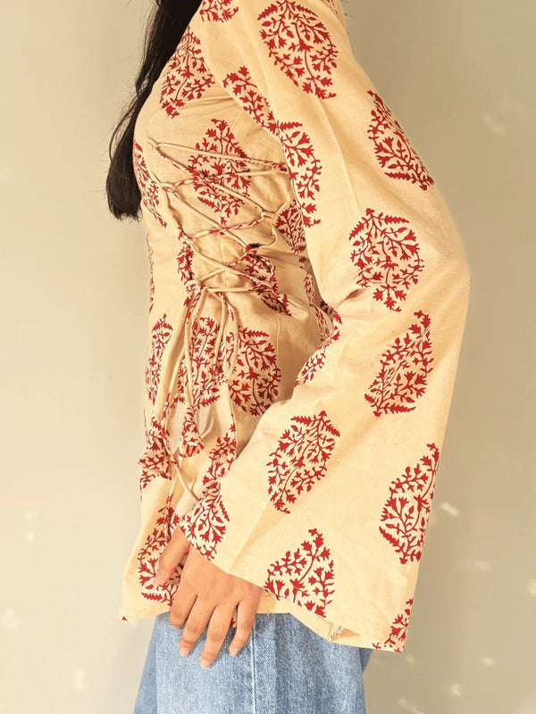 Aarvya Rust Bloom Short Kurti