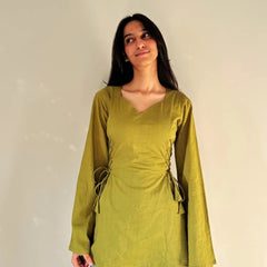 Zaylora Olive Tie-Up Short Kurti