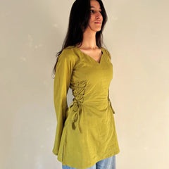 Zaylora Olive Tie-Up Short Kurti