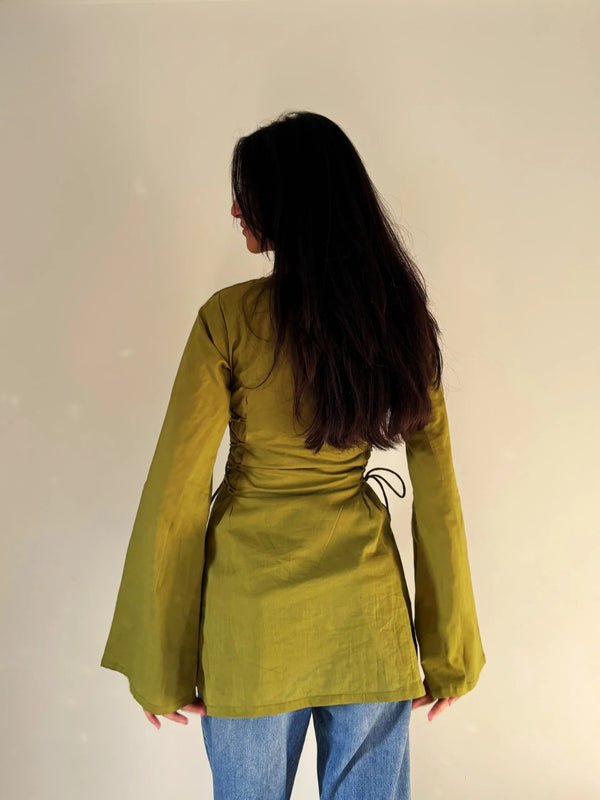 Zaylora Olive Tie-Up Short Kurti