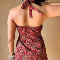 Heritage Ajrakh Halter Kurti