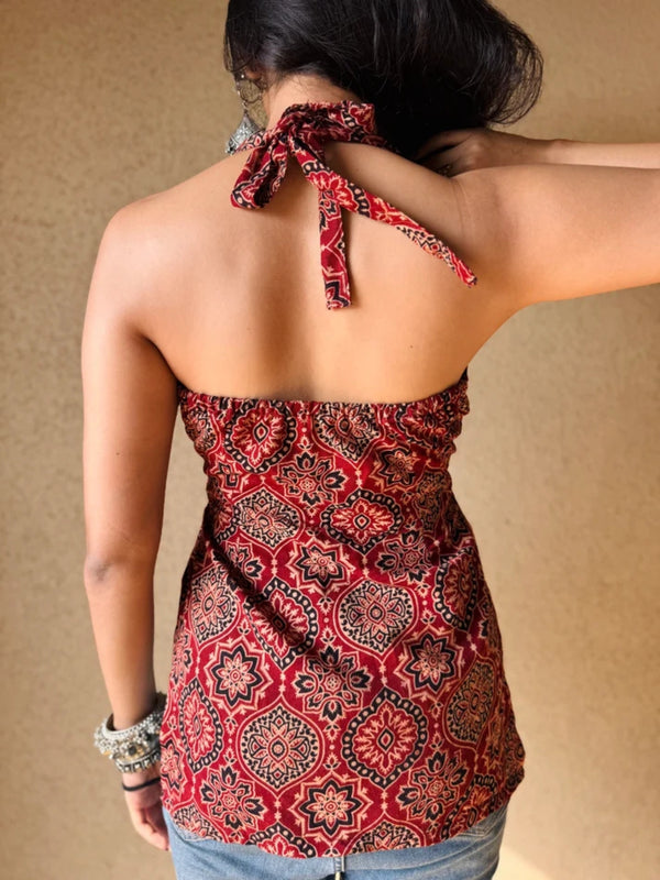 Heritage Ajrakh Halter Kurti
