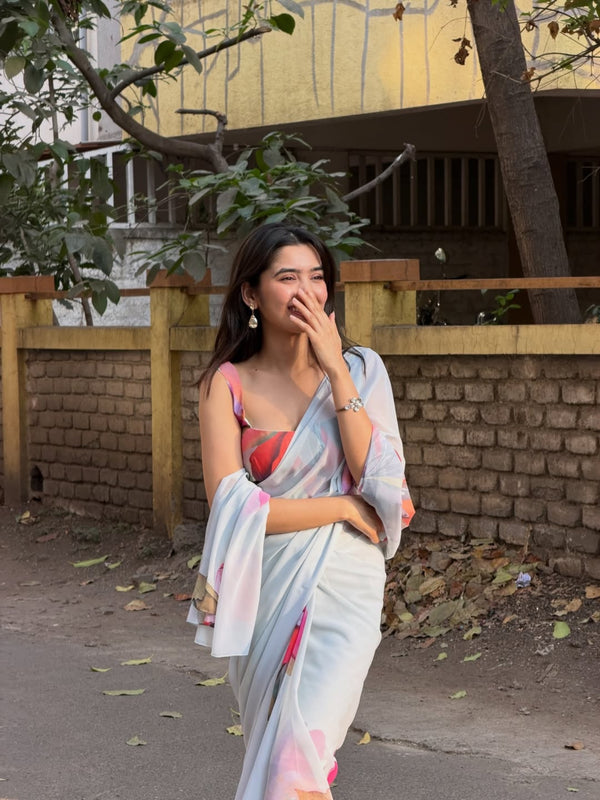 Blush Petal Dream Georgette Saree