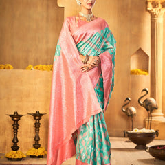 Premium Peach Aqua Silk Drape