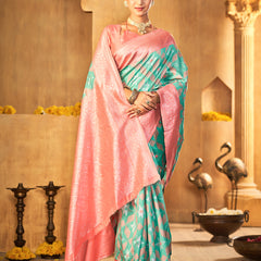 Premium Peach Aqua Silk Drape