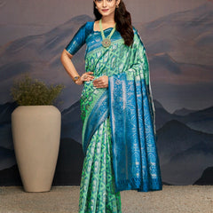 Majestic Aqua Blue Green Silk