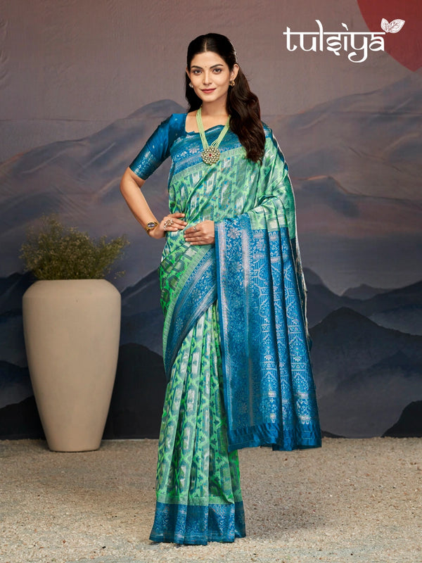 Majestic Aqua Blue Green Silk
