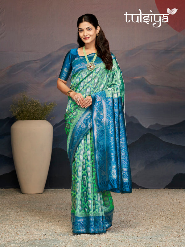 Majestic Aqua Blue Green Silk