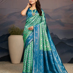 Majestic Aqua Blue Green Silk