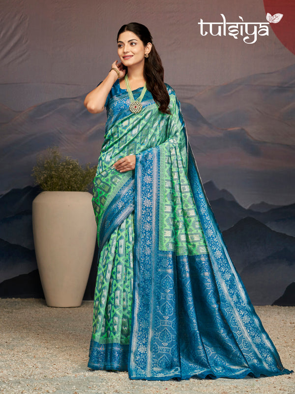 Majestic Aqua Blue Green Silk