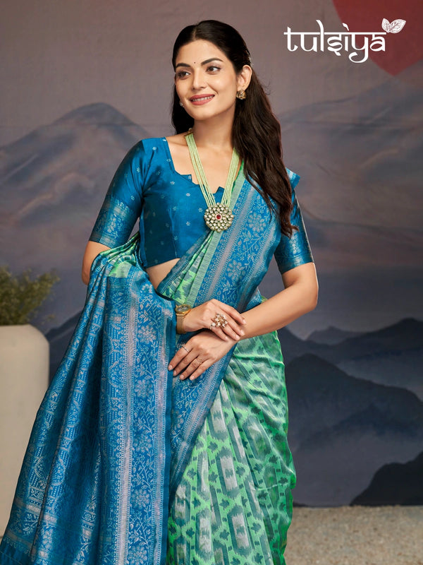 Majestic Aqua Blue Green Silk
