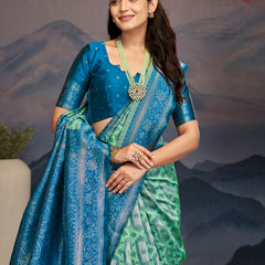 Majestic Aqua Blue Green Silk
