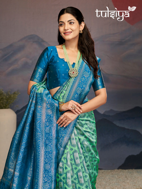 Majestic Aqua Blue Green Silk