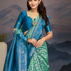 Majestic Aqua Blue Green Silk