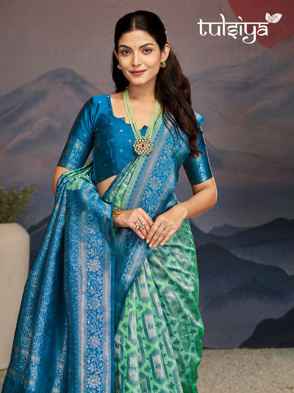 Majestic Aqua Blue Green Silk