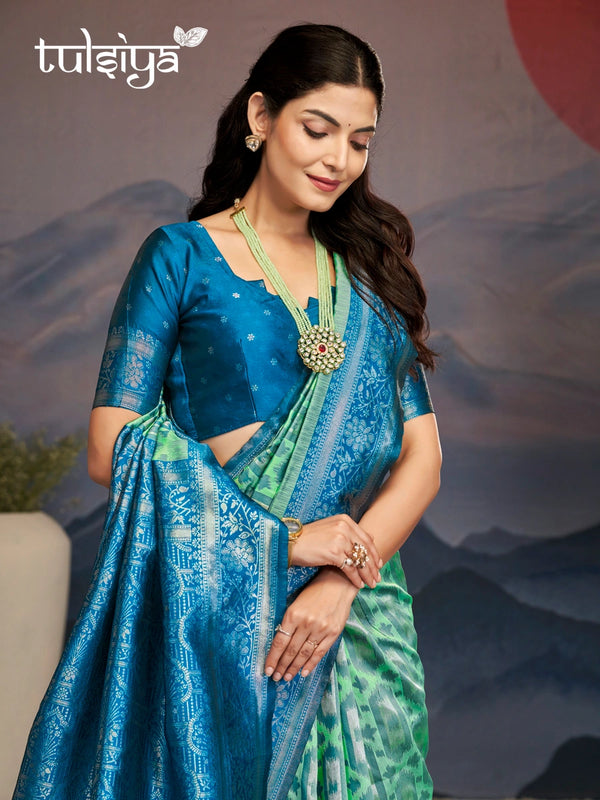 Majestic Aqua Blue Green Silk
