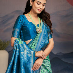 Majestic Aqua Blue Green Silk