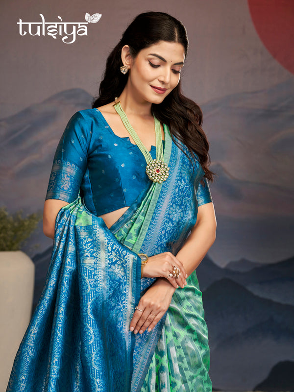 Majestic Aqua Blue Green Silk
