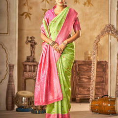 Emerald Pink Banarasi Bloom