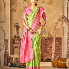 Emerald Pink Banarasi Bloom