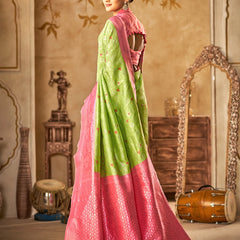 Emerald Pink Banarasi Bloom